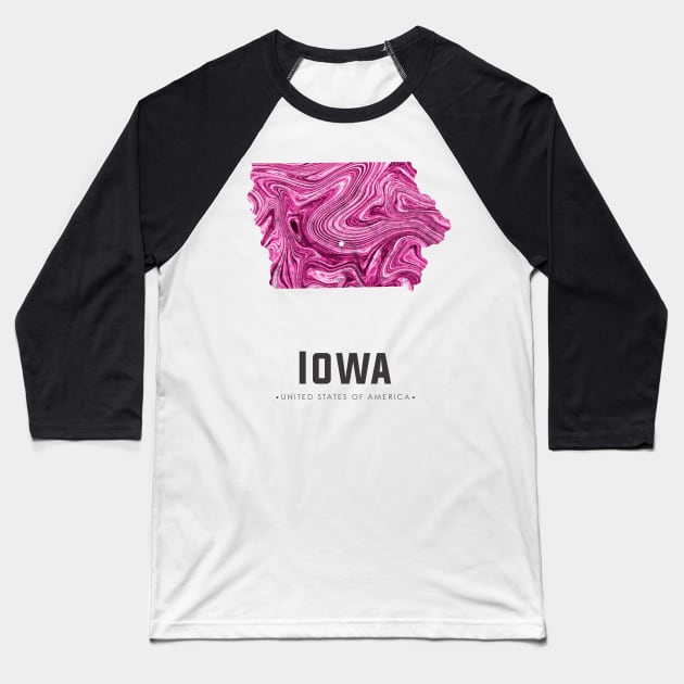 Iowa state map abstract pink Baseball T-Shirt by StudioGrafiikka